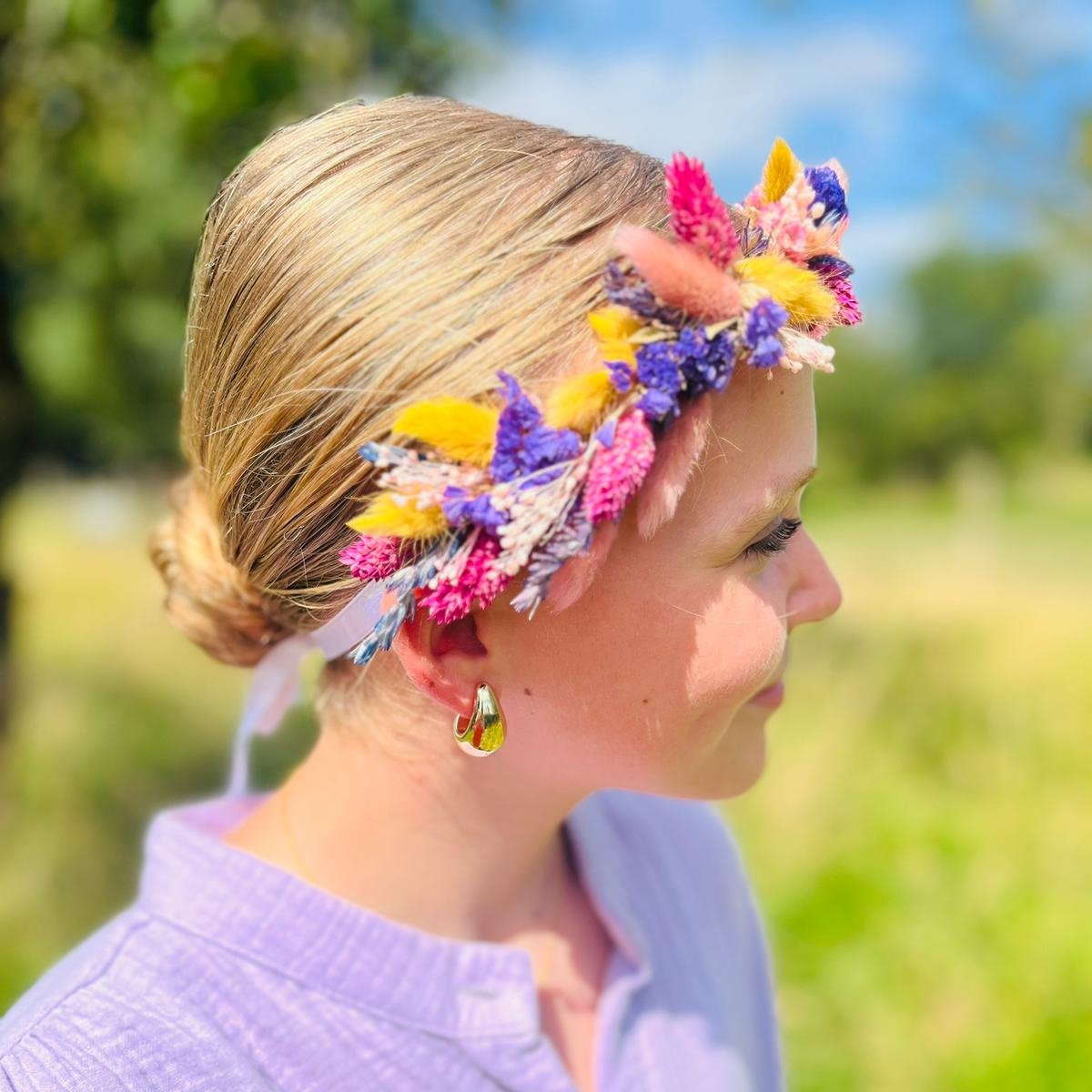 Romantische Haarkrone mit Blumen 36cm